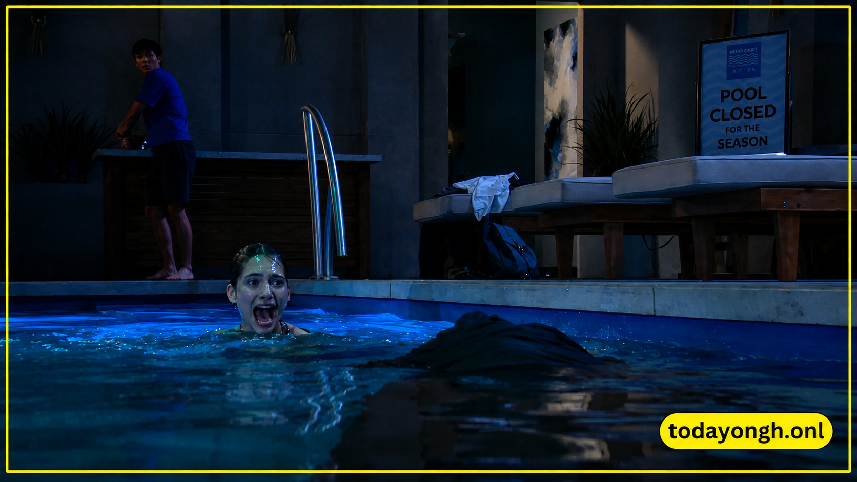 Charlotte and Danny are horrified when they discover a body floating in the closed Metro Court pool.